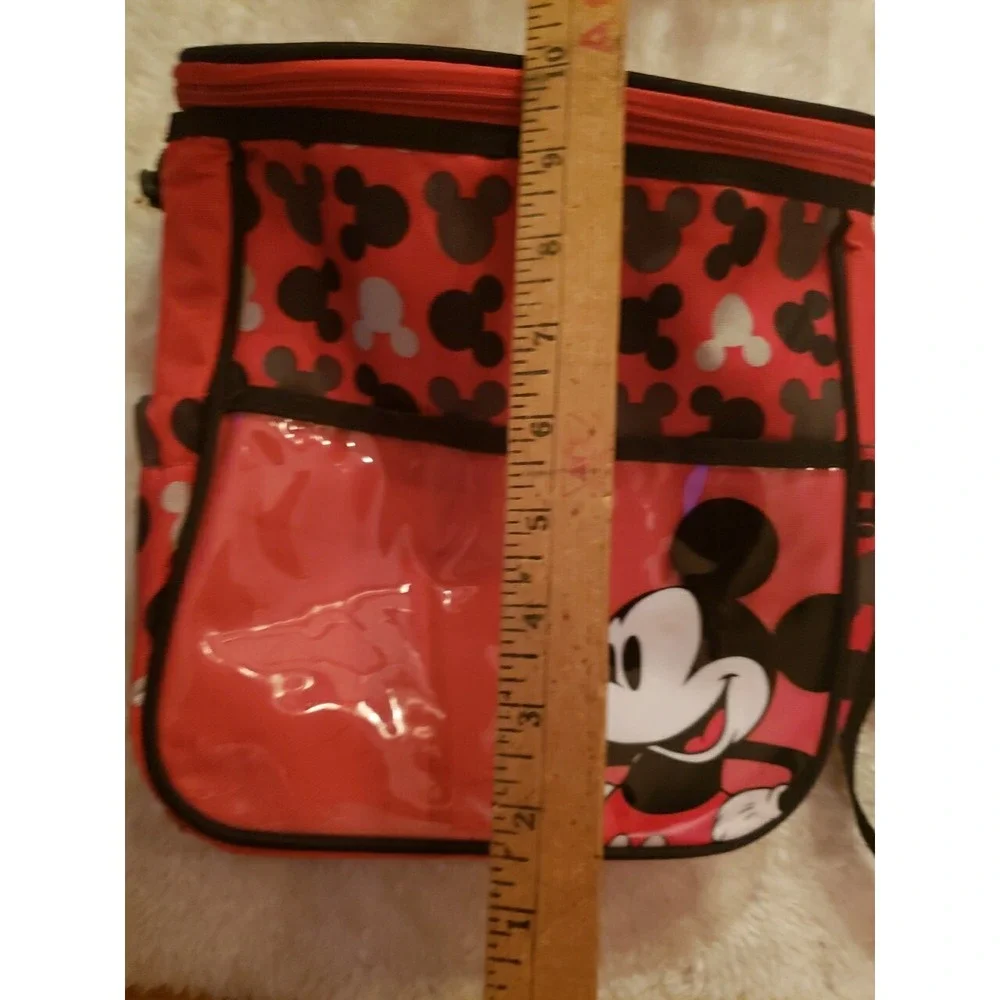 Disney Mickey‎ Mouse Red Baby Shoulder Bag Diaper Bag Two Bottle Pocket  EUC